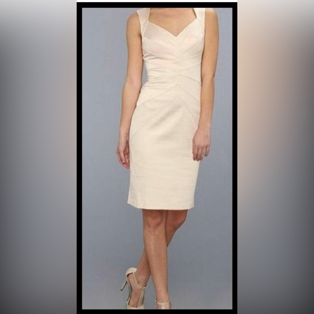 New Jessica Simpson Blush Beige Sheath‎ Bandage Open Back Cocktail Dress size 6